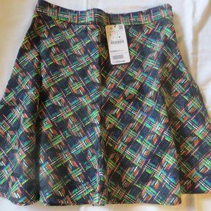 Zara Plaid Woven Skirt Medium